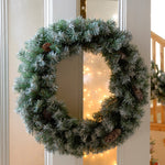 Festive 60cm Frosted Wreath with Real Pine Cones - DeWaldens Garden Centre