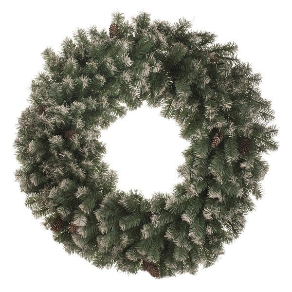 Festive 60cm Frosted Wreath with Real Pine Cones - DeWaldens Garden Centre