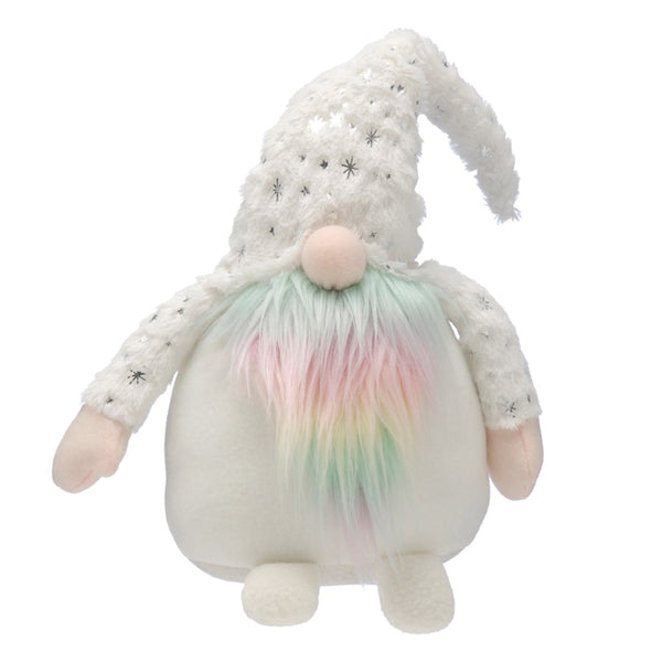 Festive White Gonk with Rainbow Beard - DeWaldens Garden Centre