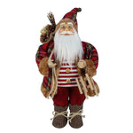 Festive 45cm Tartan Jacket Standing Santa with Sack - DeWaldens Garden Centre