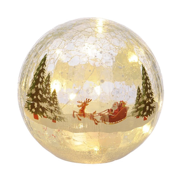 Festive B/O Lit Crackle Effect Ball - Santa & Sleigh - DeWaldens Garden Centre