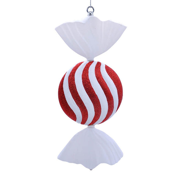 Festive 50cm Red & White Stripe Candy Flat Disc - DeWaldens Garden Centre