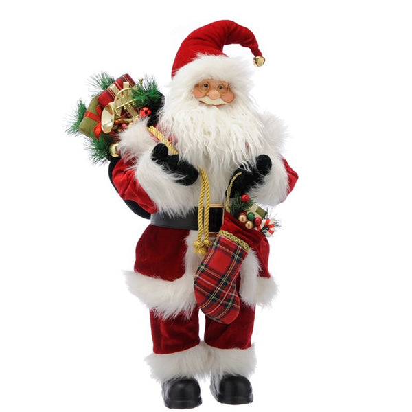 Festive Standing Traditional Santa with Stocking - DeWaldens Garden Centre