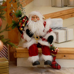 Festive 45cm Sitting Traditional Santa with Stocking - DeWaldens Garden Centre