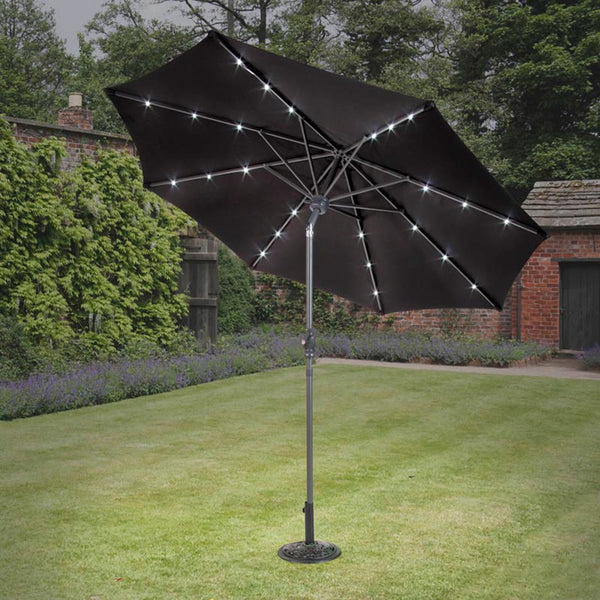 SunTime 2.7m Market Umbrella with Bluetooth & LED’s - DeWaldens Garden Centre