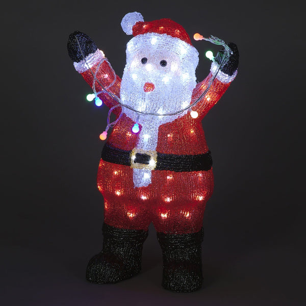 Snowtime 49cm Acrylic Santa Holding Lights - DeWaldens Garden Centre