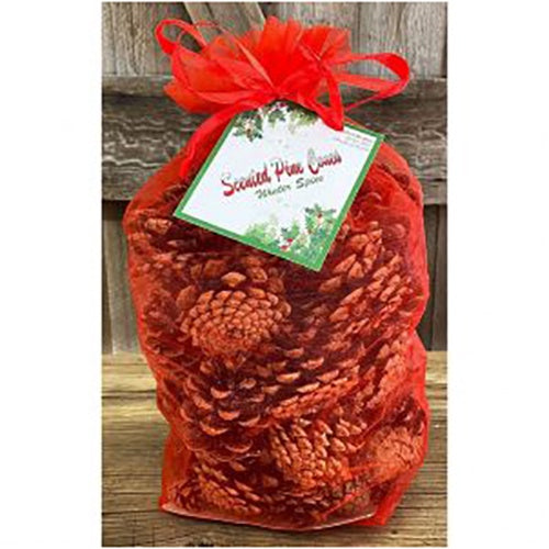 Red Organza Scented Pine Cones Bag - DeWaldens Garden Centre