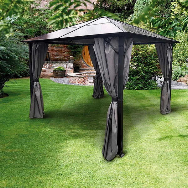 Glendale 3m x 3m Grey Peninsula Polycarbonate Gazebo - DeWaldens Garden Centre