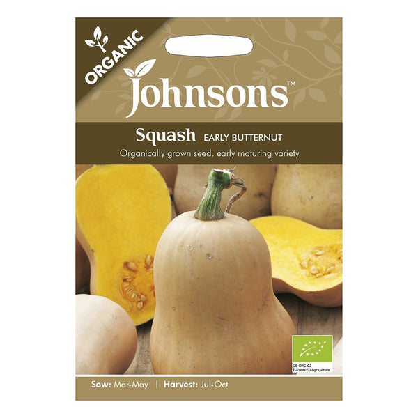 Johnsons Organic Squash (Winter) Early Butternut Seeds - DeWaldens Garden Centre