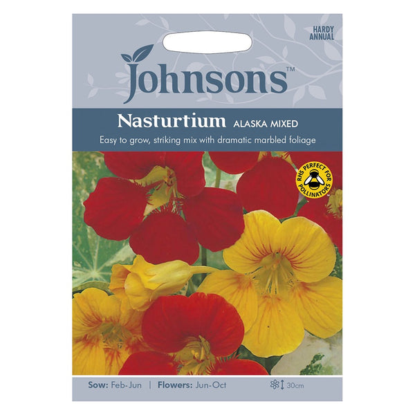 Johnsons Nasturtium Alaska Mixed Seeds - DeWaldens Garden Centre