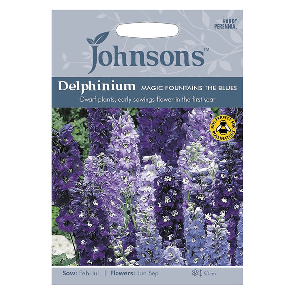 Johnsons Delphinium Magic Fountains The Blues Seeds - DeWaldens Garden Centre