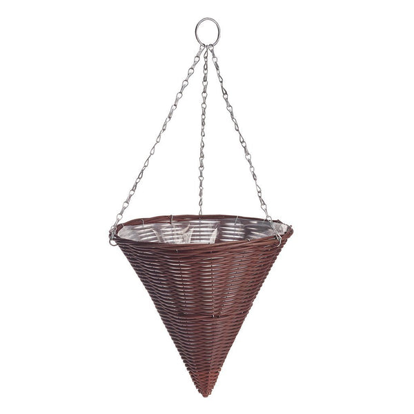 Gardman Rattan Effect Brown Hanging Cone. - DeWaldens Garden Centre