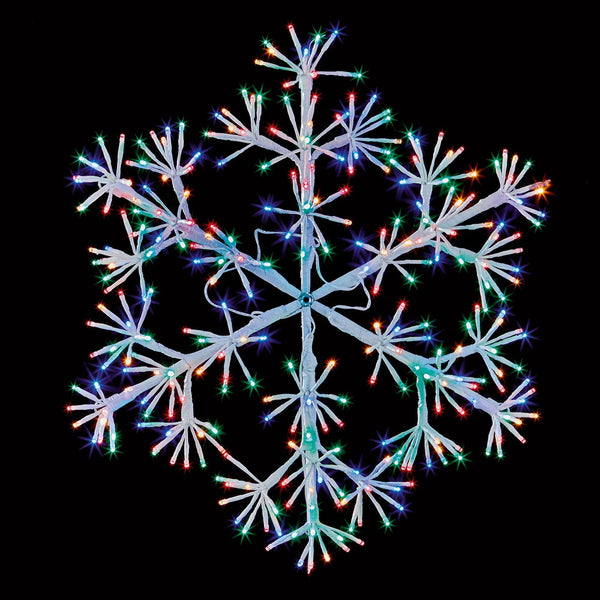 Premier White Starburst Snowflake With Multi LEDs | 60 cm | Multi Colour | DeWaldens Garden Centre