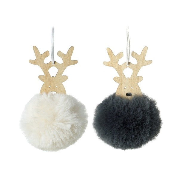 'Heaven Sends' Wooden Reindeer Heads With Pompom Bodies - DeWaldens Garden Centre