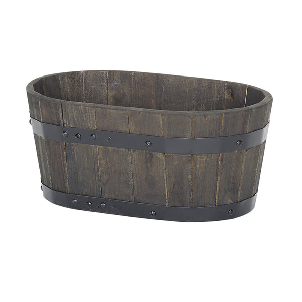 Apta Burnt Finish Rustic Oval Trough | 38cm | DeWaldens Garden Centre