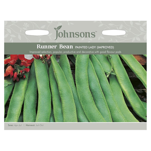 Johnsons Runner Bean Painted Lady (Improved) Seeds - DeWaldens Garden Centre