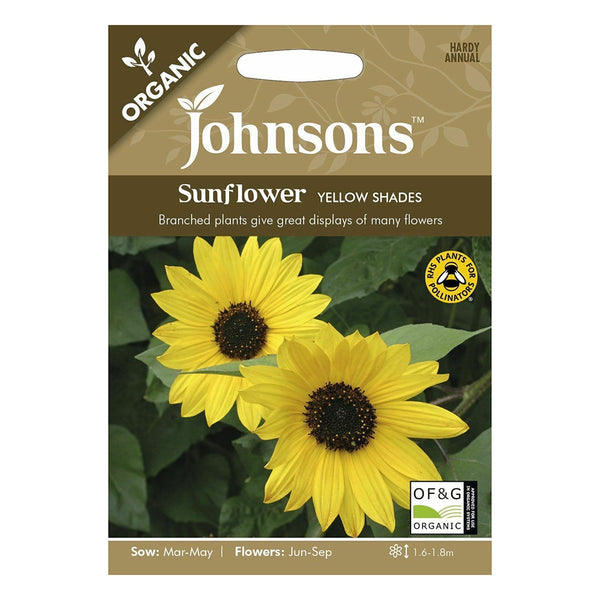 Johnsons Organic Sunflower Yellow Shades Seeds - DeWaldens Garden Centre