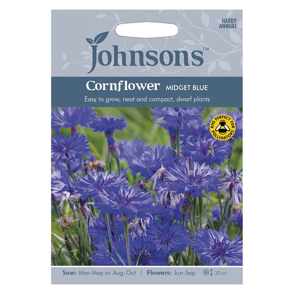 Johnsons Cornflower Midget Blue Seeds - DeWaldens Garden Centre