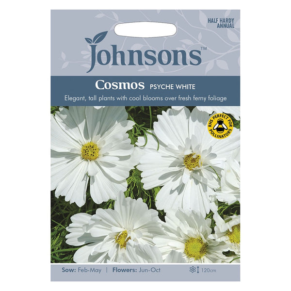 Johnsons Cosmos Psyche White Seeds - DeWaldens Garden Centre