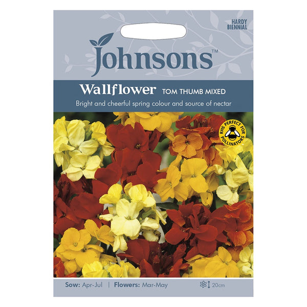 Johnsons Wallflower Tom Thumb Mixed Seeds - DeWaldens Garden Centre