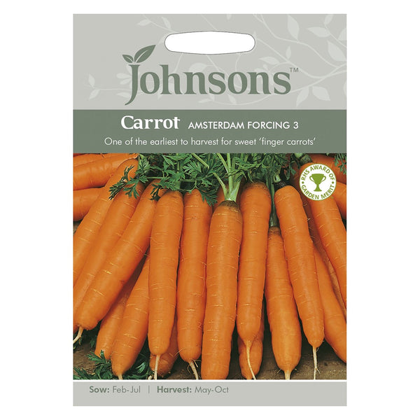 Johnsons Carrot Amsterdam Forcing 3 Seeds - DeWaldens Garden Centre