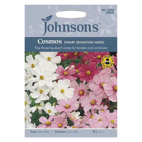 Johnsons Cosmos Dwarf Sensation Mixed Seeds - DeWaldens Garden Centre