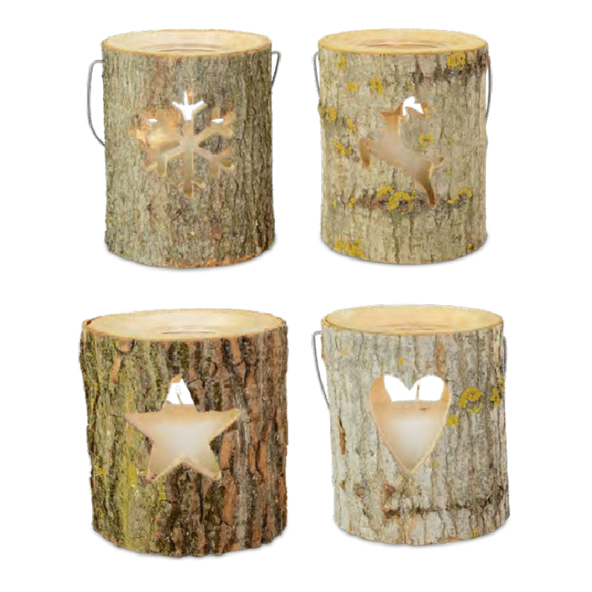 Wood deco lamp glass on sale with candle inside