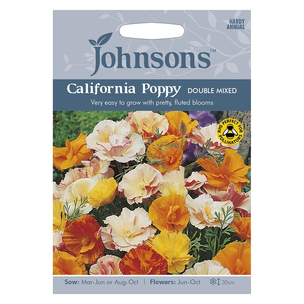 Johnsons California Poppy Double Mixed Seeds - DeWaldens Garden Centre