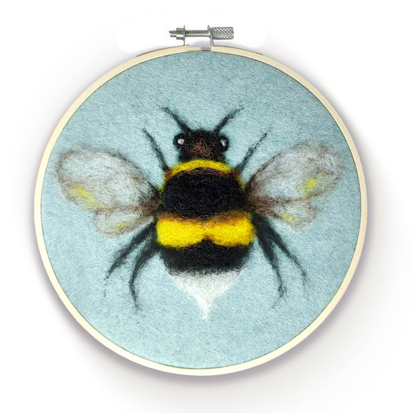 The Crafty Kit Co - Bee in a Hoop Needle Felting Kit - DeWaldens Garden Centre