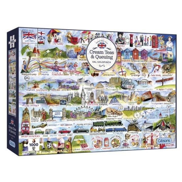 Gibsons 1000 Piece Jigsaw Puzzle - Cream Teas & Queuing - DeWaldens Garden Centre