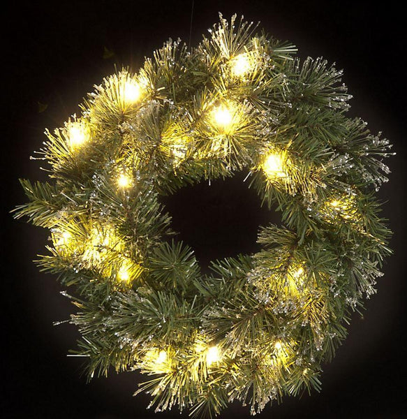 Snowtime Rosemary Spruce Pre-Lit Wreath with LEDs | Warm White | DeWaldens Garden Centre