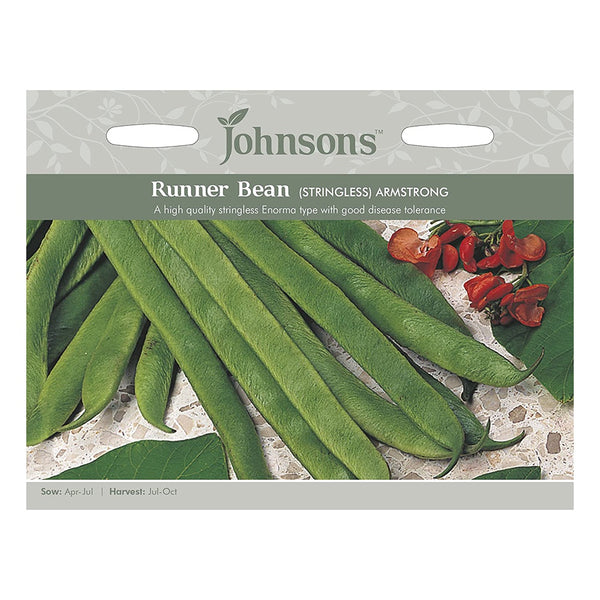 Johnsons Runner Bean Armstrong (Stringless) Seeds - DeWaldens Garden Centre