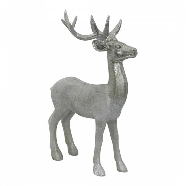 Festive 44cm Silver Standing Reindeer - DeWaldens Garden Centre