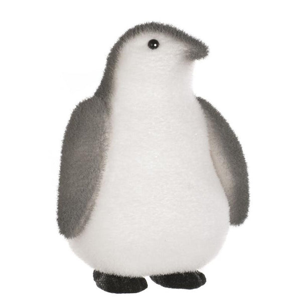Festive Flocked Penguin Black and White - DeWaldens Garden Centre