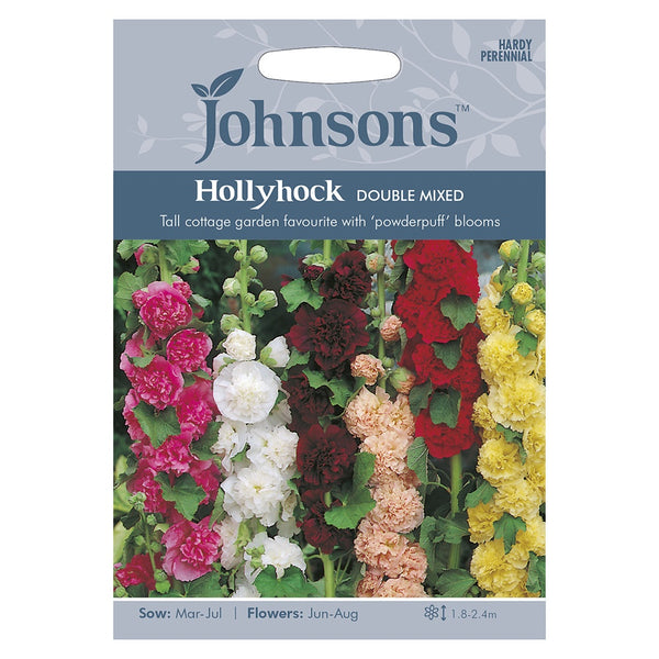 Johnsons Hollyhock Double Mixed Seeds - DeWaldens Garden Centre