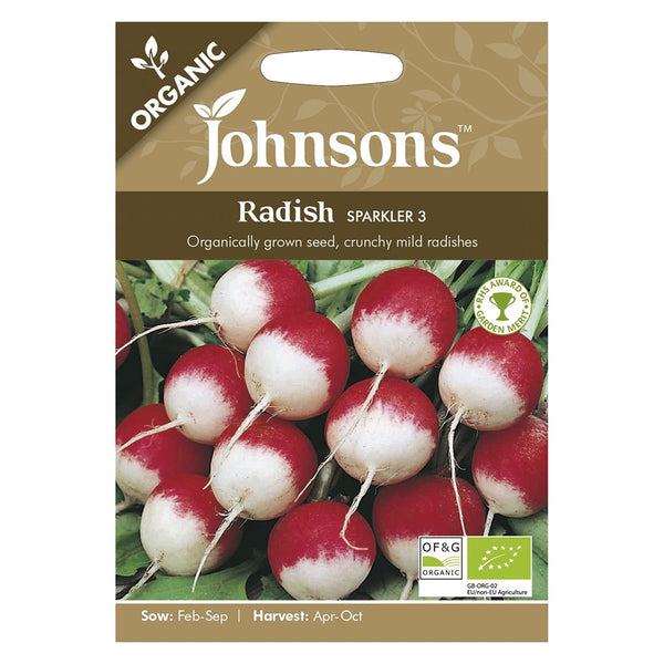 Johnsons Organic Radish Sparkler 3 Seeds - DeWaldens Garden Centre