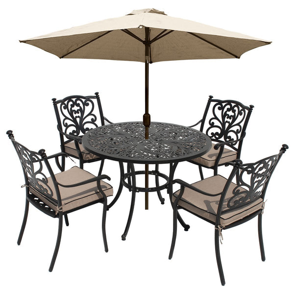 Devon 4 Seat Dining Set With Horizon Parasol - DeWaldens Garden Centre