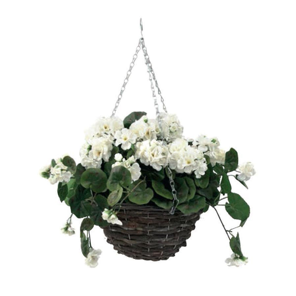 Henry Bell White Geranium Hanging Basket - DeWaldens Garden Centre