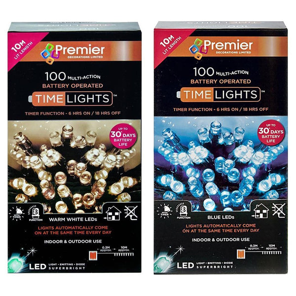 Premier 100 Multi Action Battery Operated LED Lights with Timer - DeWaldens Garden Centre