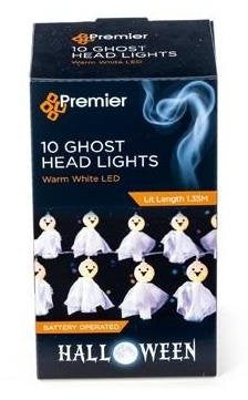 Premier 10 B/O Blue LED Ghost Skulls Light String - DeWaldens Garden Centre