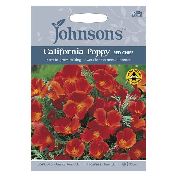 Johnsons California Poppy Red Chief Seeds - DeWaldens Garden Centre