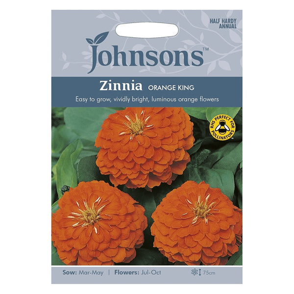 Johnsons Zinnia Orange King Seeds - DeWaldens Garden Centre