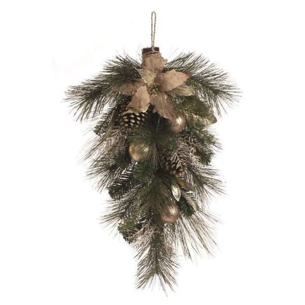 Festive 70cm Pine Teardrop Decoration | Gold | DeWaldens Garden Centre