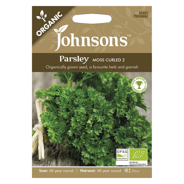 Johnsons Organic Parsley Moss Curled 2 Seeds - DeWaldens Garden Centre