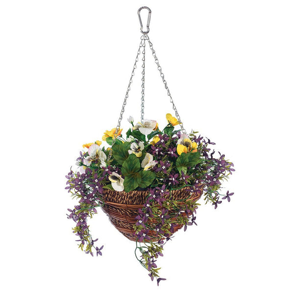 Gardman Artificial Pansy Hanging Basket - DeWaldens Garden Centre