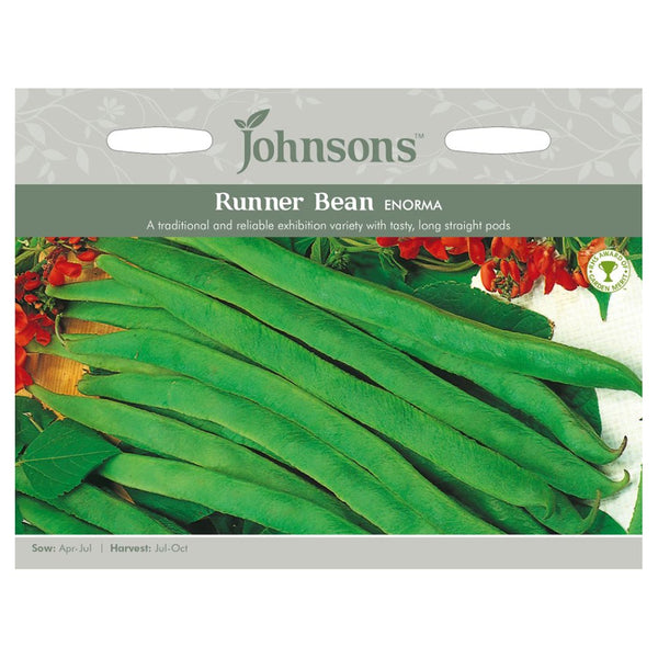 Johnsons Runner Bean Enorma Seeds - DeWaldens Garden Centre