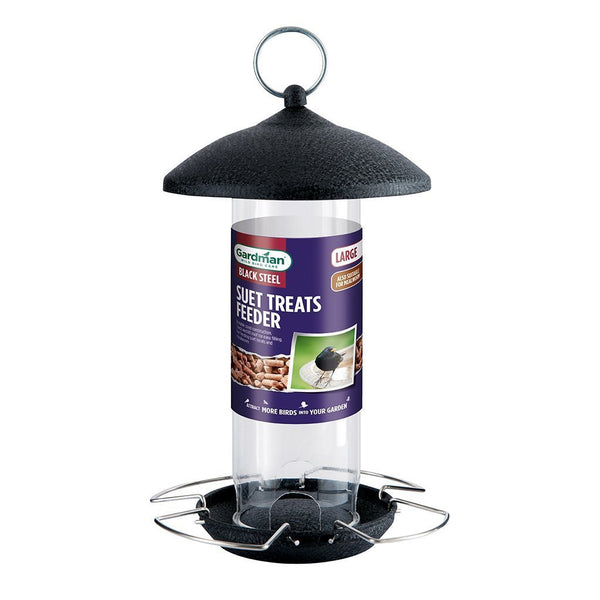 Gardman Black Steel Suet Treat & Mealworm Feeder - DeWaldens Garden Centre
