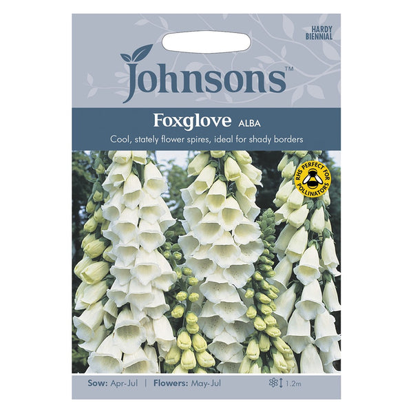 Johnsons Foxglove Alba Seeds - DeWaldens Garden Centre