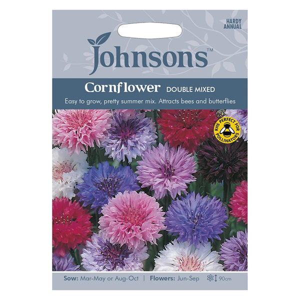 Johnsons Cornflower Double Mixed Seeds - DeWaldens Garden Centre