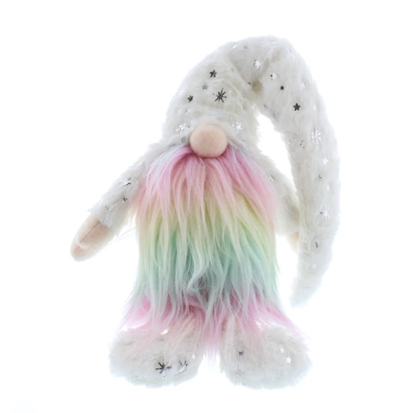 Festive White Gonk with Rainbow Beard - DeWaldens Garden Centre